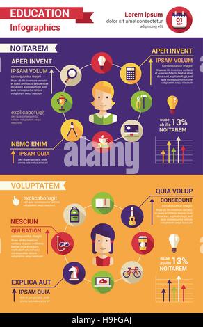 Bildung Poster Tempalte der modernen flaches Design Icons und Infografiken Vektorelemente Stock Vektor