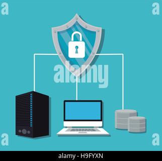 Bunte Cyber-Sicherheit System-design Stock Vektor