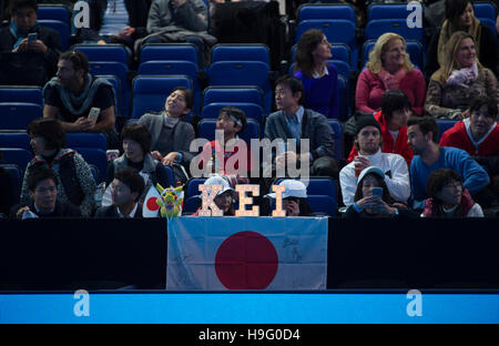 Tag 6, die O2-Arena, 18. November 2016. Japanische Nishikori Fans kommen für Zentrum gerichtlich vorgegangen. © Sportsimages. Stockfoto