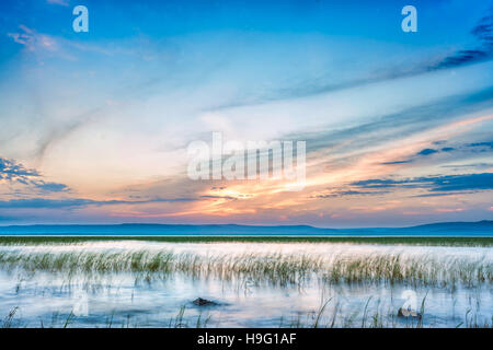 Sonne Einstellung über die schönen Hawassa-See Stockfoto