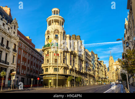 Das Edificio Grassy, ein Wahrzeichen von Madrid - Spanien Stockfoto