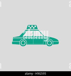 Taxi-Auto-Symbol. Grauer Hintergrund mit grün. Vektor-Illustration. Stock Vektor