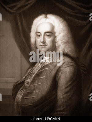 Händel oder George Frideric Handel, 1685-1759, ein deutsch-britischer Komponist des Barock, Georg Friedrich Händel Oder George Frideric Stockfoto