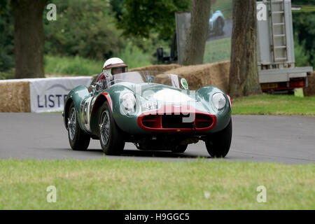 Roland Duce an Bord einer 1956 Aston Martin DB3/S bei Chateau Impney Hillclimb 2016 Stockfoto