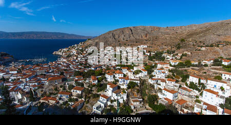 Panoramische Ansicht der Hydra-Insel, Griechenland. Stockfoto