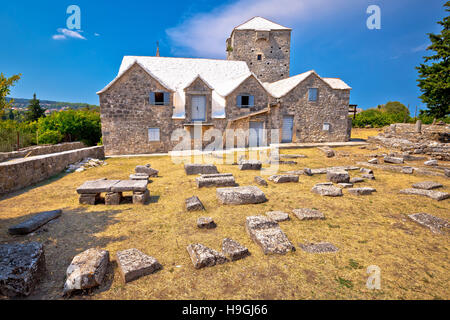 Ethno Dorf Skrip Stein Sehenswürdigkeiten, Insel Brac, Kroatien Stockfoto