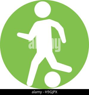 Mann Silhouette Spieler Fußball grüne Kreis Stock Vektor