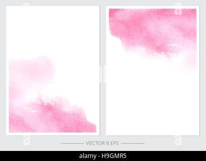 Vektor. Satz Karten mit Aquarell Blots. Satz Karten mit hand Flecken auf weißem Hintergrund für Ihr Design gezeichnet. Datum speichern, Postkarte, Banner Stock Vektor