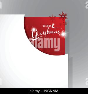 Weihnachten-Papier-Ecke ausgeschnitten mit Schneeflocken und Frohe Weihnachten. Stock Vektor