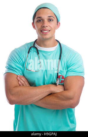 Junger Arzt Beruf Job isoliert auf weißem Hintergrund Stockfoto