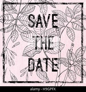 Vektor Hand gezeichnet Schwarz und Weiß Esche für Textil-, Gewebe-, Postkarten, Wallpaper, scrapbooking und andere. Vektor Postkarte Einladung Stock Vektor