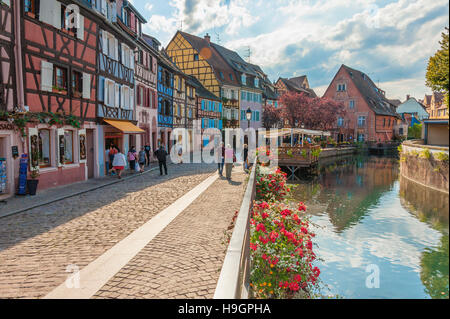 Colmar, ehemaligen Häuser der Fischer, Teil der alten Stadt kleines Venedig genannt, landschaftlich malerische Stadt, Elsass, Frankreich Stockfoto