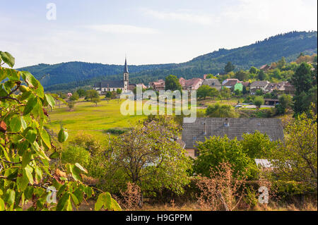 Thannenkirch, typisches Dorf der Vogesen, Elsass, Frankreich Stockfoto