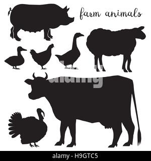 Satz von Bauernhof-Tiere-Vektor-symbol Stock Vektor