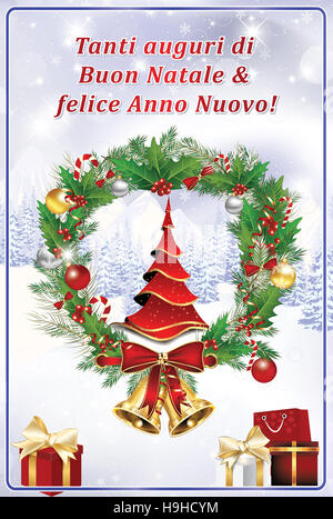 Tanti Auguri di Buon Natale & Felice Anno Nuovo! -Biglietto d'auguri. Colori di stampa Stockfoto