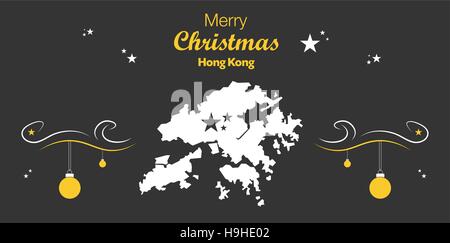 Frohe Weihnachten-Abbildung-Thema mit Karte von Hong Kong Stock Vektor