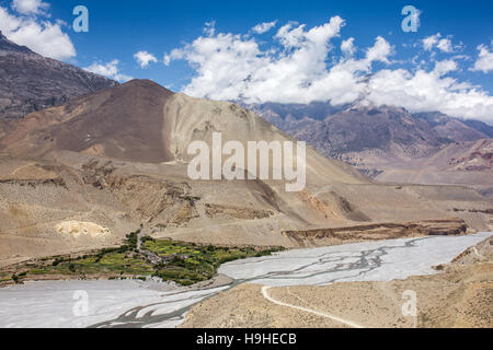 Blick auf Dorf Tiri in Upper Mustang, Nepal. Annapurna Cirkut Trek. Stockfoto