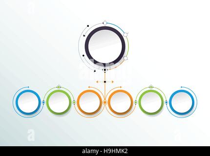Vektor Infografik Vorlage mit 3D Papieretikett, integrierte Kreisen. Geschäftskonzept mit Optionen. Für Inhalt Diagramm Stock Vektor