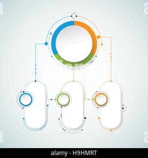 Vektor Infografik Vorlage mit 3D Papieretikett, integrierte Kreisen. Geschäftskonzept mit Optionen. Für Inhalt Diagramm Stock Vektor