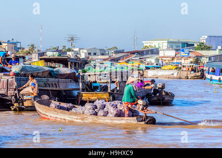 schwimmenden Markt in Can Tho, Mekong-Delta, Vietnam, Asien Stockfoto