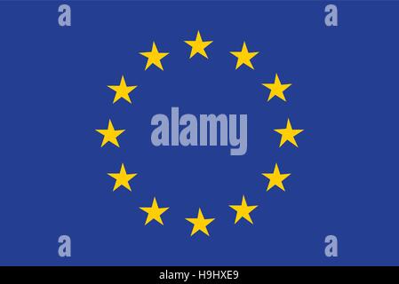 Fahne der Europäischen Union mit blauem Hintergrund und gelbe Sterne Stock Vektor