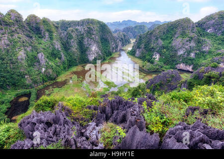 Hängen Sie Mua, Tam Coc, Ninh Binh, Vietnam, Asien Stockfoto