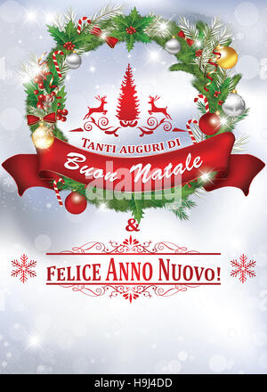 Tanti Auguri di Buon Natale & Felice Anno Nuovo! -Biglietto d'auguri. Colori di stampa Stockfoto