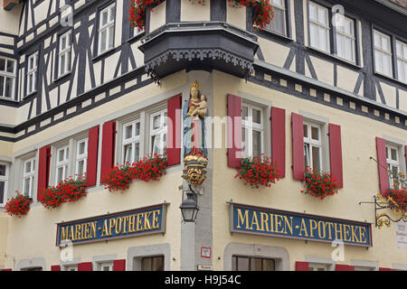 Hausfassade, Altstadt, Rothenburg Ob der Tauber, Franken, Bayern, Deutschland Stockfoto