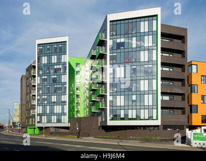 Die X1 Ostufer Wohnungen, phase eins, super Ancoats Street, neue Islington, Ancoats, Manchester, England, UK. DK-Architekten. Stockfoto