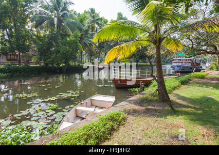 Kerala Wasserstraße Hotelresort, Kerala, Indien Stockfoto