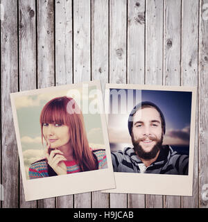 Zusammengesetztes Bild Porträt einer lächelnden Frau hipster Stockfoto