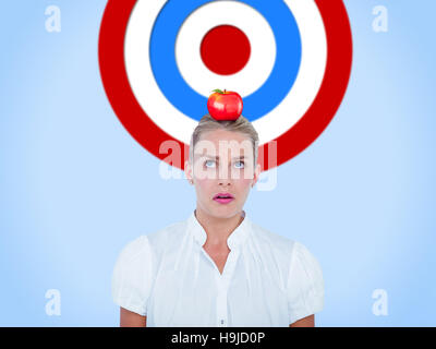 Zusammengesetztes Bild Nahaufnahme von verwirrt Geschäftsfrau Stockfoto