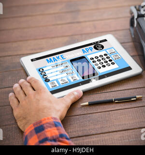 Zusammengesetztes Bild von machen Sie Ihre eigene app smartphone Stockfoto