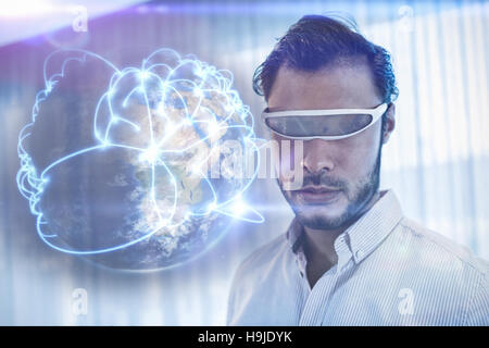 Zusammengesetztes Bild von leuchtenden blau Verbindungslinien auf der Erde Stockfoto