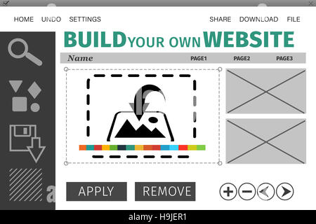 Montagebild der Build Website-Schnittstelle Stockfoto