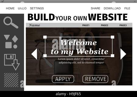 Montagebild der Build Website-Schnittstelle Stockfoto