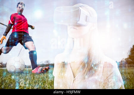 Zusammengesetztes Bild der Frau mit einem oculus Stockfoto