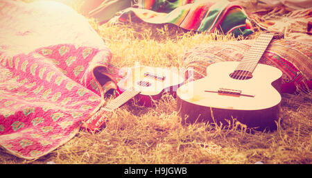 Leeren Campingplatz beim Musikfestival Stockfoto
