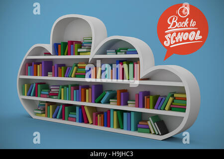 Zusammengesetztes Bild des Regals mit verschiedenen bunten Bücher Stockfoto