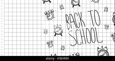 Zusammengesetztes Bild von Back to School-Nachricht mit einer Alarmanlage Stockfoto