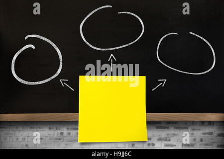 Zusammengesetztes Bild Nahaufnahme von gelben Klebstoff Hinweis Stockfoto