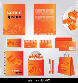 Architektonische corporate Identity-Vorlage mit Cube-Element - Vektor Corporate Identity für brandbook Stock Vektor