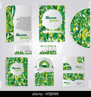 Grüne Schreibwaren-Template-Design - Dokumentation für Unternehmen Stock Vektor