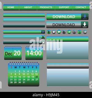 Web-Elemente Design blau-grün - Vektor-Illustration - Layout festlegen Stock Vektor