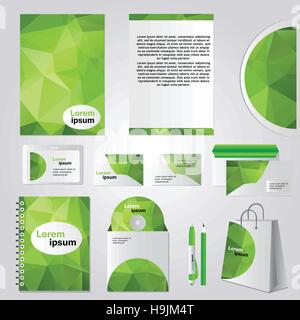 Corporate Identity Design Vektor - Bühnenbild Briefpapier - grün Stock Vektor