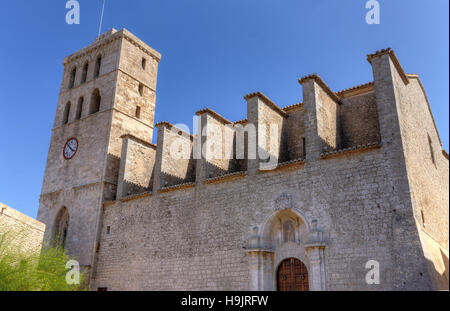 Spanien, Balearen, Ibiza, Eivissa, Altstadt Dalt Vila, die Kathedrale Stockfoto