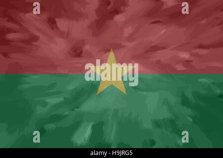 Burkina Faso bemalt / gezeichnete Vektor Flagge. Dramatische, ungewöhnliche Optik. Vektor-Datei enthält Flagge und Textur-Layer Stock Vektor