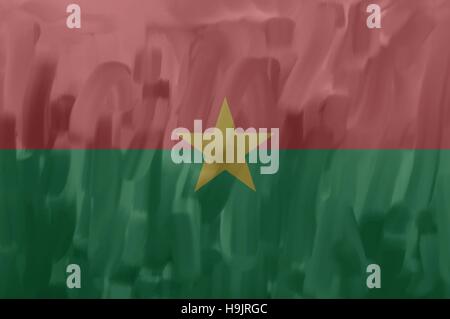 Burkina Faso bemalt / gezeichnete Vektor Flagge. Dramatische, ungewöhnliche Optik. Vektor-Datei enthält Flagge und Textur-Layer Stock Vektor