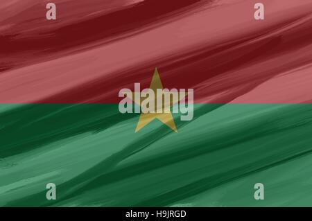 Burkina Faso bemalt / gezeichnete Vektor Flagge. Dramatische, ungewöhnliche Optik. Vektor-Datei enthält Flagge und Textur-Layer Stock Vektor