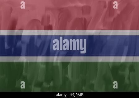 Gambia bemalt / gezeichnete Vektor Flagge. Dramatische, ungewöhnliche Optik. Vektor-Datei enthält Flagge und Textur-Layer Stock Vektor
